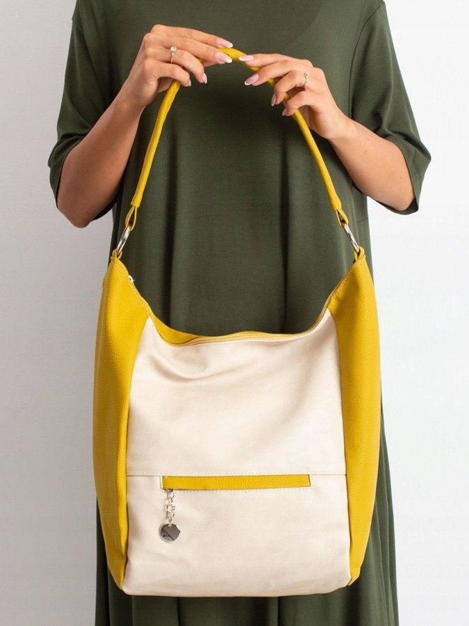 Torebka damska shopper bag worek 0007 żółto beżowa